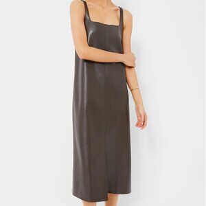 Hyacinth House Chocolate Faux Leather Square Neck Olga Dress